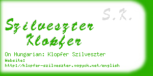 szilveszter klopfer business card